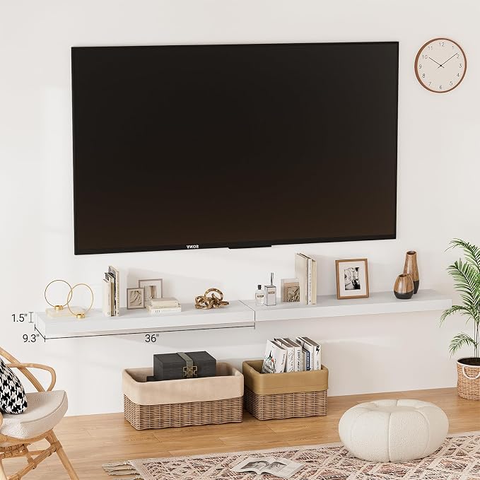 Heimlove Floating Shelves for Wall 36 Inches Long, 9.3" Deep White Floating - Image 2