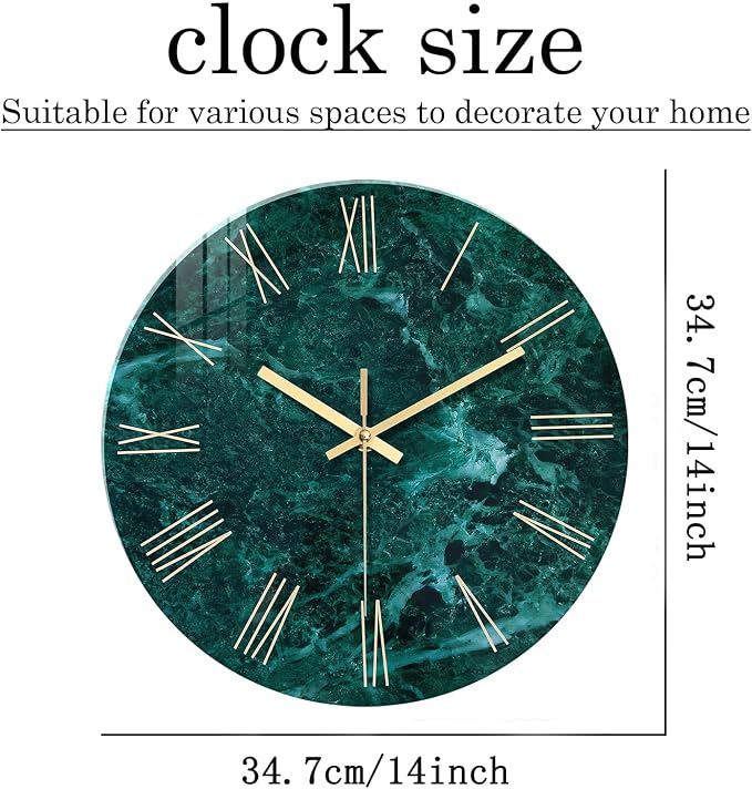 Teal Wall Clock Battery Operated 14 Inch Modern Abstract Clocks - Image 3