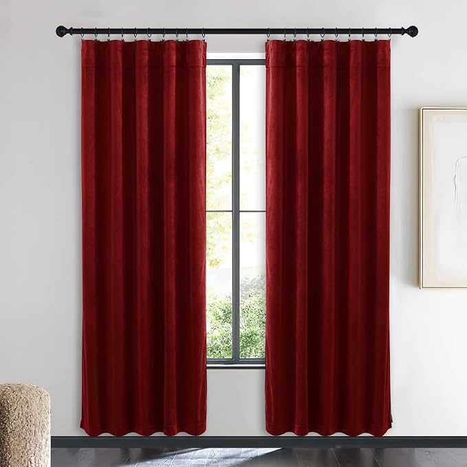 NICETOWN Christmas Red Velvet Curtains and Drapes, Extra Long Elegant Wall - Image 2