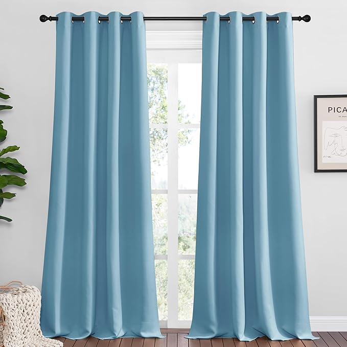 NICETOWN Teal Blue Blackout Curtains 90 inches Length by NICETOWN