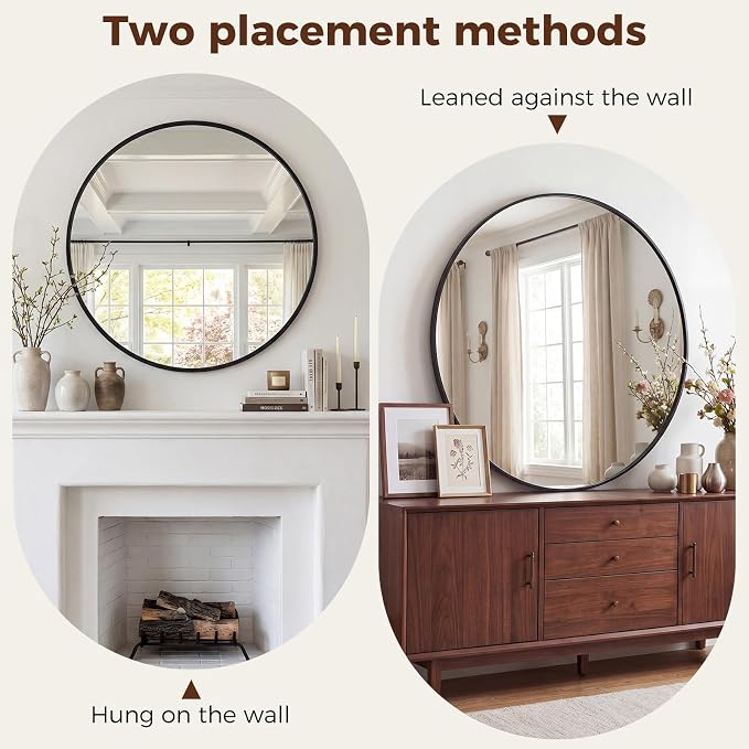 NEWBULIG 30 Inch Round Wall Mirror, Bathroom Mirror - Image 5