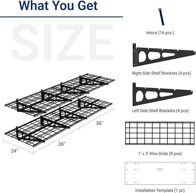 FLEXIMOUNTS 2-Pack 2x6ft Garage Shelving 24-inch-by-72-inch Heavy Duty Wall - Image 2