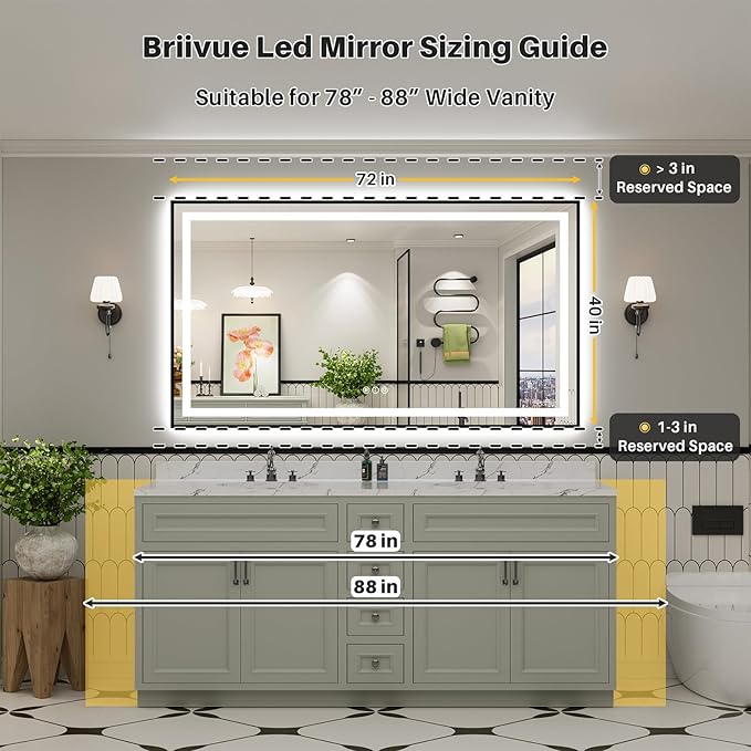 72x40 Inch LED Bathroom Mirror - Image 2