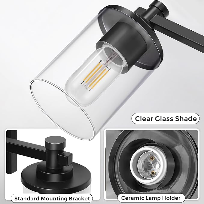 DORESshop 20 Inch Bathroom Light Fixtures, 3-Light Upgraded Matte Black - Image 4