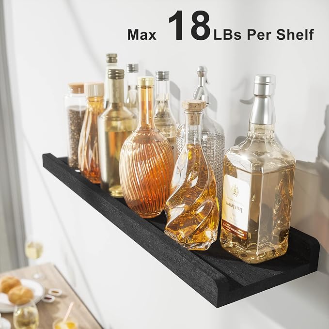 Love-KANKEI Floating Shelves Wall Mounted Set of 2, 24 Inch Wood Storage Wall - Image 6
