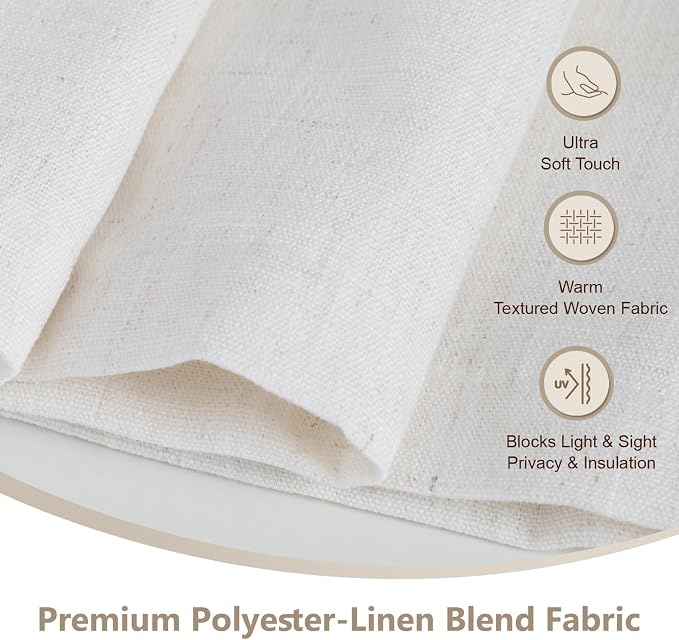 DEJAVU No Drill Cordless Blackout Roman Shades, Linen Textured Privacy Roman - Image 2