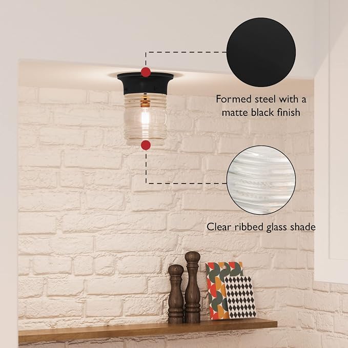 Design House 2-Pack Jelly Jar 1-Light Indoor/Outdoor Flush Mount Ceiling Light - Image 3