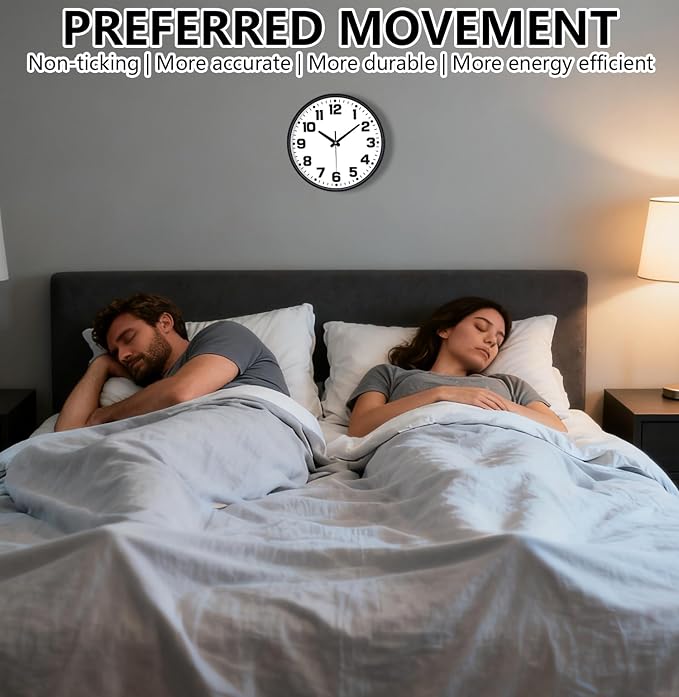 Modern Silent Wall Clock, 12 Inch Non-Ticking Battery Operated Clock, Round - Image 4
