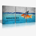 KAWAHONE 3 Panels Modern Framed Inspirational Quote Canvas Wall Art-Mindset is by KAWAHONE