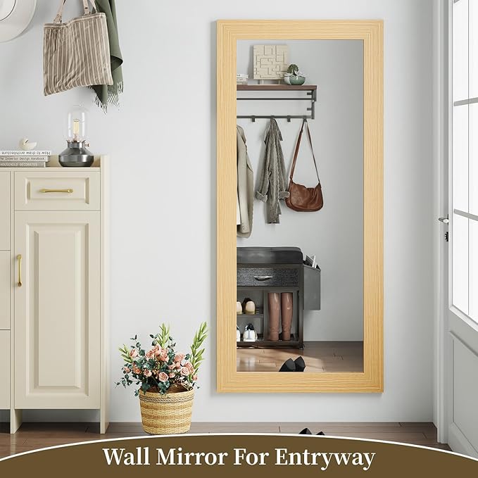 Syndra Modern Full Length Mirror Wood Frame, 65x24'' Large Floor Mirror - Image 2