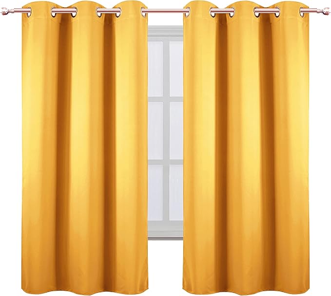 LEMOMO Yellow Blackout Curtains 40 x 63 Inch Length/Set of 2 Curtain - Image 2