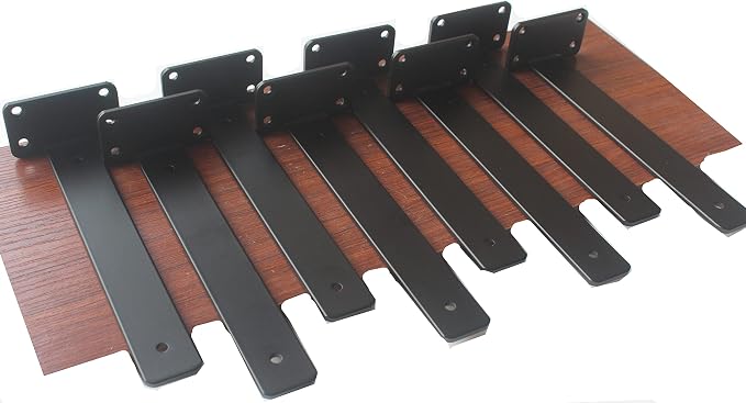 4 Pack - 11 inch Black Hidden L Shelf Bracket Iron Floating Shelf Brackets - Image 7