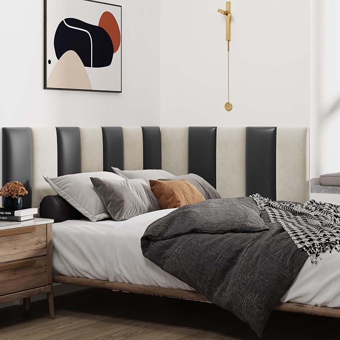 IFNOW Wall Mounted Upholstered Headboard Full, 3D Peel and Stick Soundproof - Image 4
