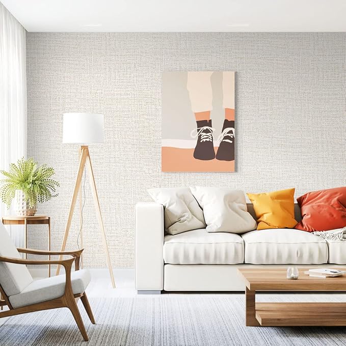 Beige Grasscloth Peel and Stick Wallpaper Beige Contact Paper - Image 4
