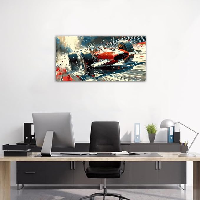 Large Abstract Car Posters F1 Wall Art Vintage Formula 1 Racing Canvas Prints - Image 3