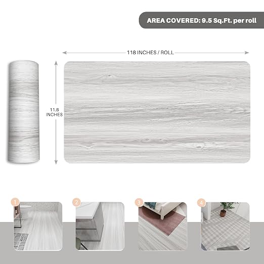 Wood Grain Peel and Stick Floor Tiles – 11.8” Width, Full Roll Length of 118" – - Image 2