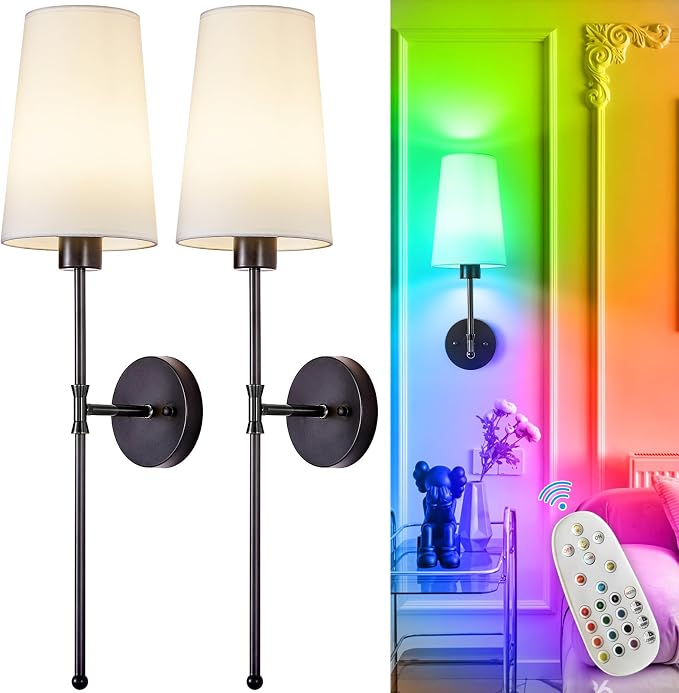 Depuley Battery Operated Wall Sconce: 27" Set of 2 Wireless Wall Lights by Depuley