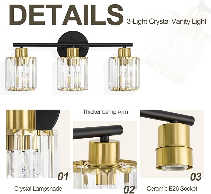 Crystal Bathroom Light Fixtures, Bathroom Lighting Fixtures Over Mirror - Image 4