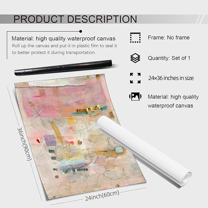 Medpol Abstract Modern Watercolor Painting Wall Art Trendy Vibrant Pastel - Image 2