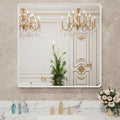 LOAAO 38x38 Inch White Metal Framed Bathroom Mirror by LOAAO