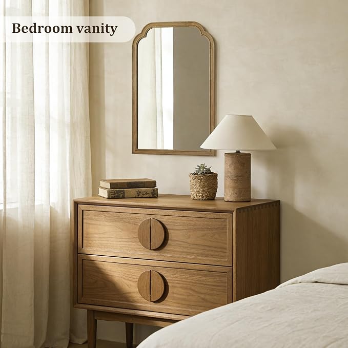 WallBeyond Wood Frame Wall Mirror Rounded Corner Arch Rectangle Mirror - Image 4