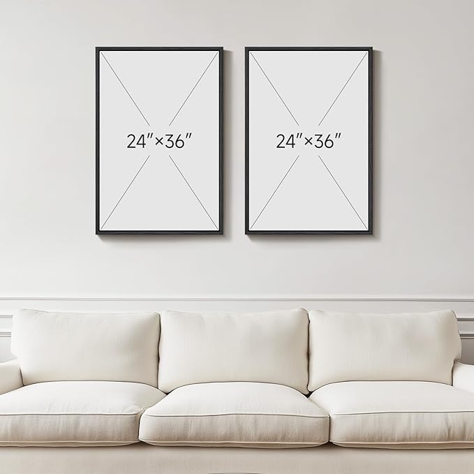 Large Framed Green Abstract Wall Art Set of 2, Modern Canvas Prints Paintings - Image 3