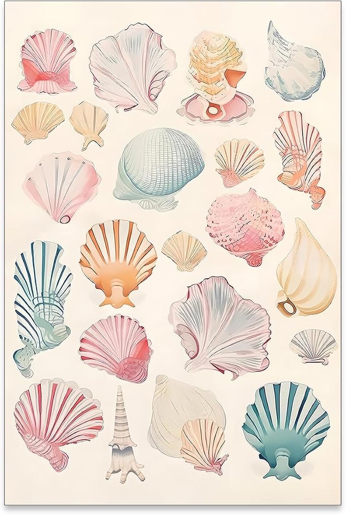Pink Seashell Posters Coastal Cowgirl Canvas Wall Art Beach House Starfish by Unknown