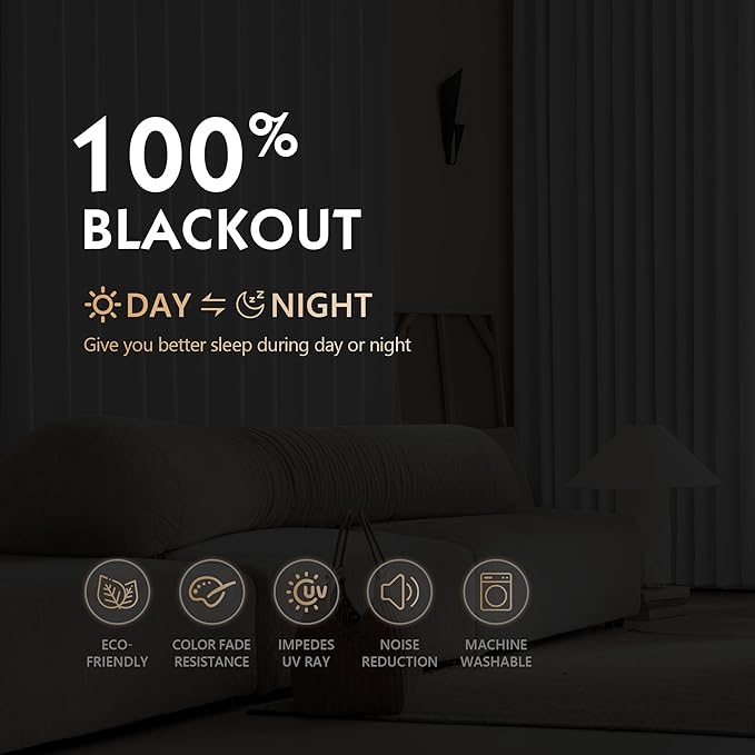 FMFUNCTEX 100% White Blackout Curtains - Image 3
