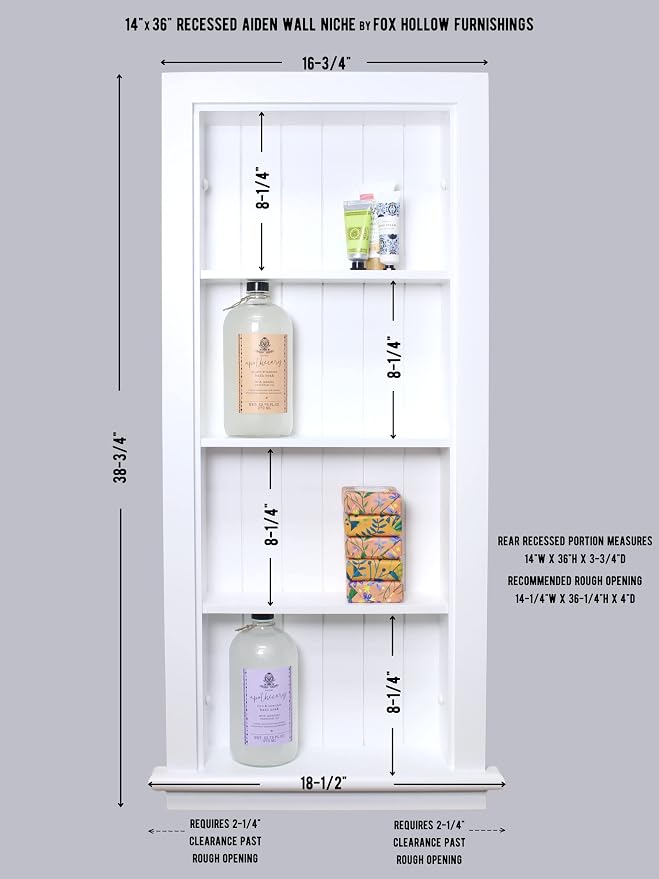 14x36 Aiden Recessed Wall Niche Medicine Cabinet Replacement, in The Wall - Image 2