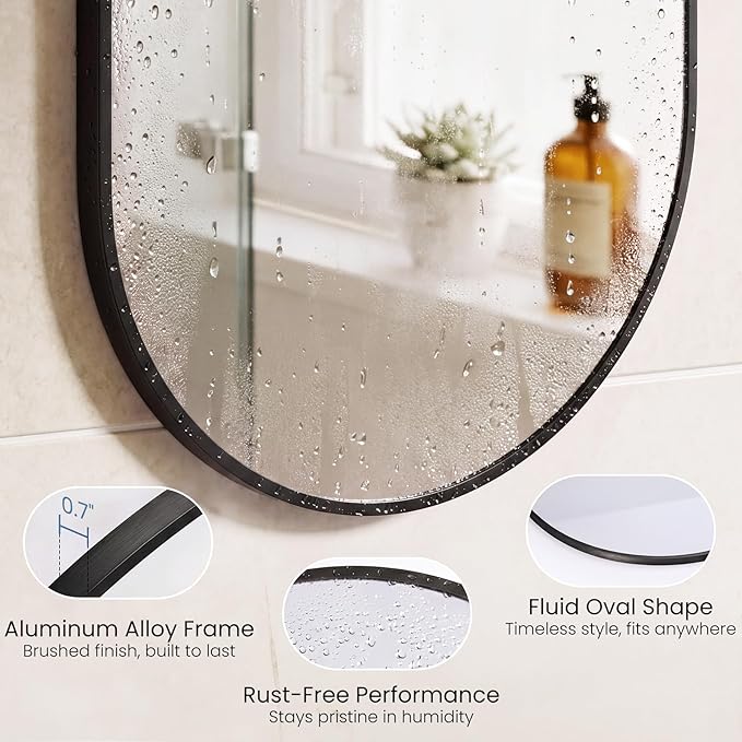 Sweetcrispy 24" x 48" Black Bathroom Mirror - Image 7