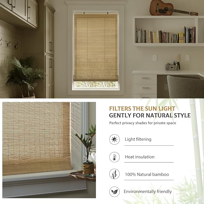 LazBlinds Cordless Bamboo Roll Up Shades - Image 4