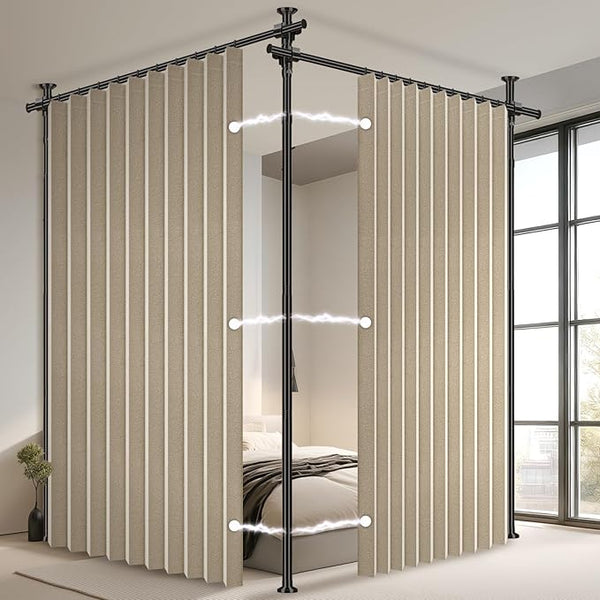 100% Blackout Room Divider Curtains Sets Beige W100 x L96 in, 2 Panels Curtain by AJAZZ