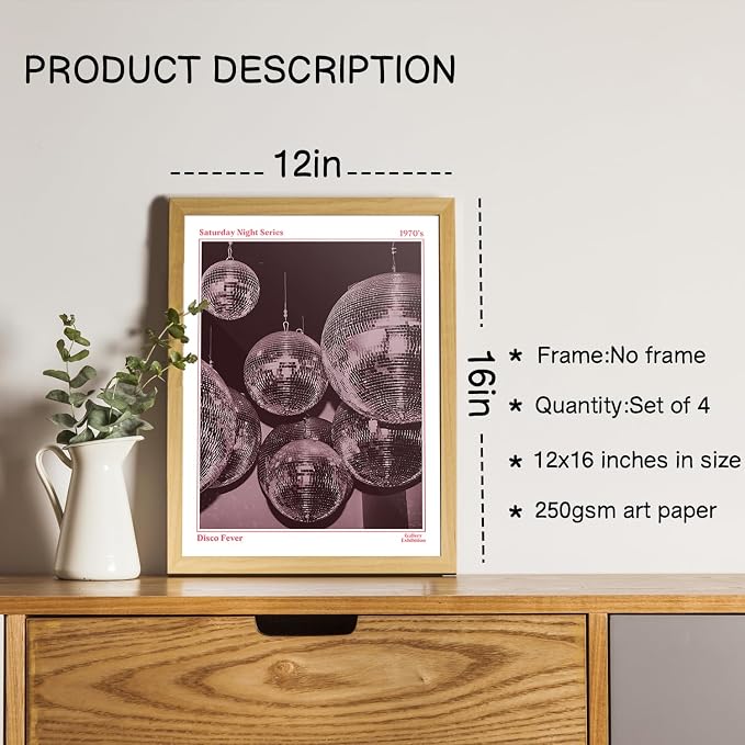 NaZaUK Trendy Preppy Retro Y2K Room Decor, Bar Cart Decor, 12x16 Prints - Image 2