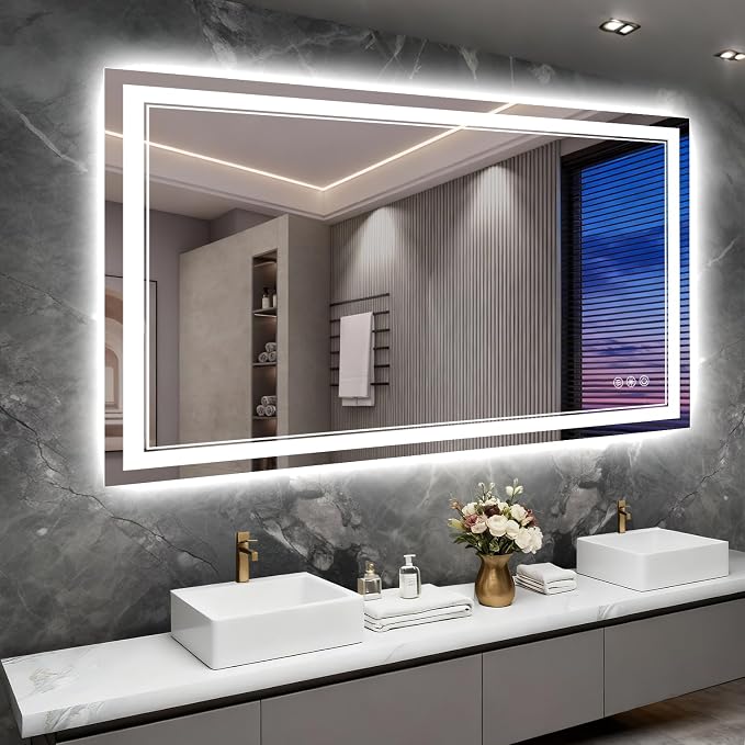 60x40 Inch LED Bathroom Mirror by Wedhouc