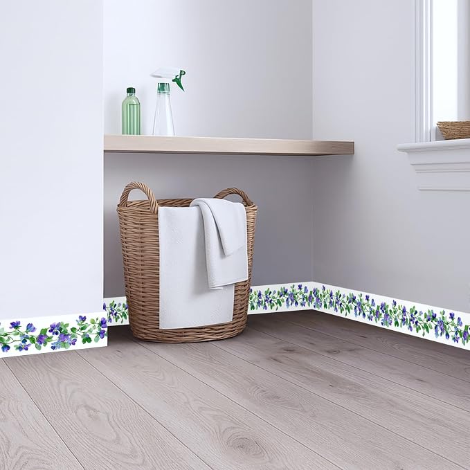 Purple Blue Floral Wallpaper Border 196x4 Inch Peel and Stick Wall Border Self - Image 8