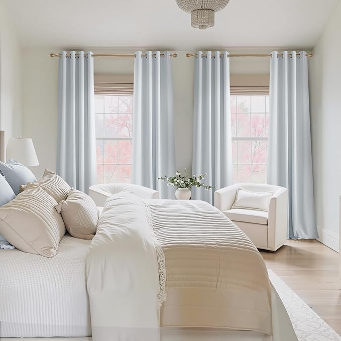 NICETOWN Room Darkening Draperies Curtains Panels, 2 Panels Greyish White W52 x - Image 9