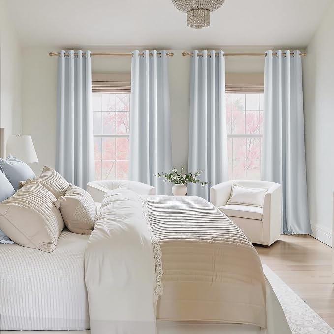 NICETOWN Room Darkening Draperies Curtains Panels, 2 Panels Greyish White W52 x - Image 9