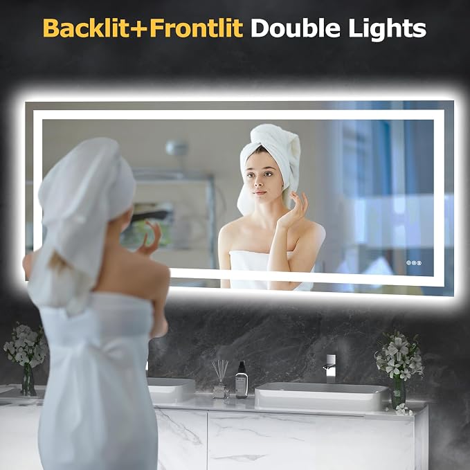 Hivone 72X32 LED Bathroom Mirror - Image 2
