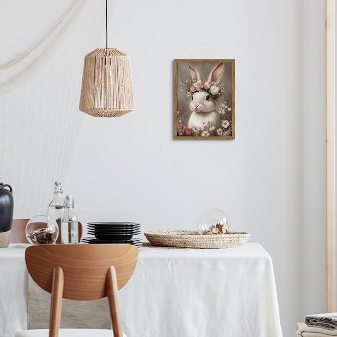 Framed Vintage Easter Bunny Wall Art, Cottage Farmhouse Animal Artwork - Image 4