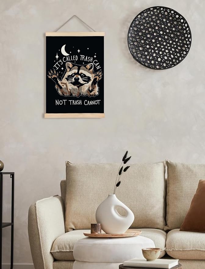 Foritho Funny Motivational Raccoon Meme Poster Wall Art Framed - Image 4