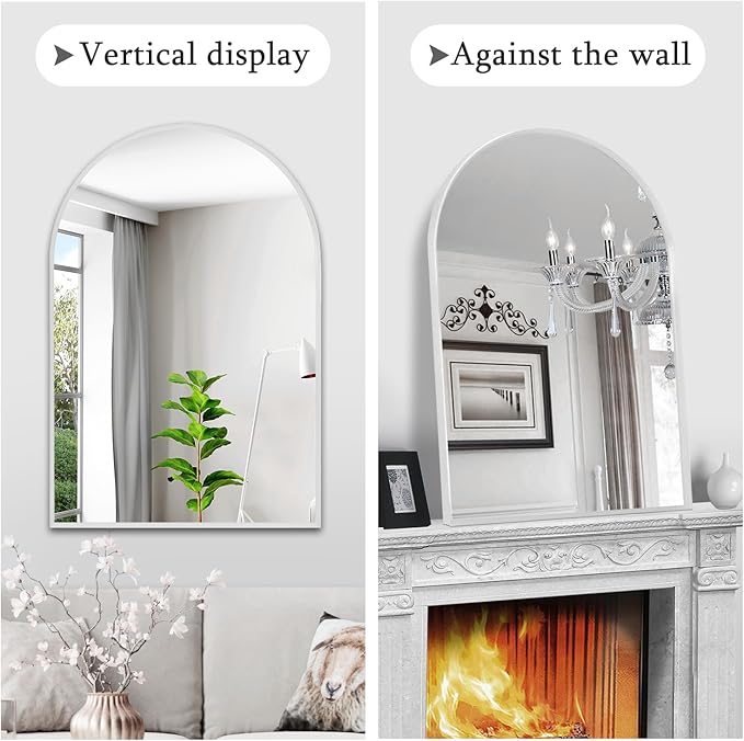 28" x 36" Silver Arched Mirror, Large Arch Bathroom Vanity Mirror, Modern - Image 3