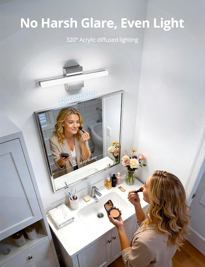Combuh Modern Bathroom Light Fixtures Over Mirror 5 Colors Adjustable, Chrome - Image 3