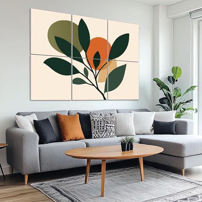 6 Pack Art Acoustic Panels Sound Absorbing Boho Botanical Leaf Orange Green - Image 6