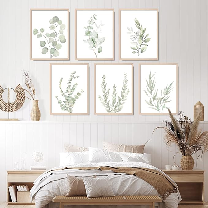 Botanical Plant Wall Art Boho Decor Prints Light Green Eucalyptus Leaf Picture - Image 7