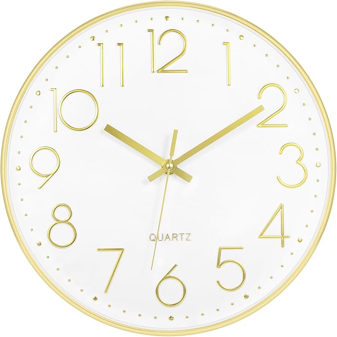 Foxtop 14 Inch Large Wall Clock Silent Non-Ticking Battery Operated Round by Foxtop