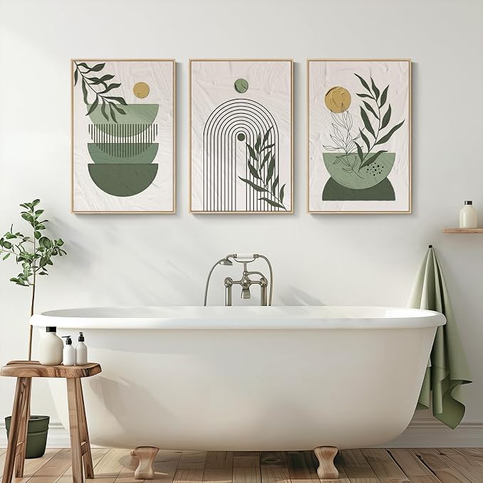 Large Framed Sage Green Boho Wall Art - Image 7