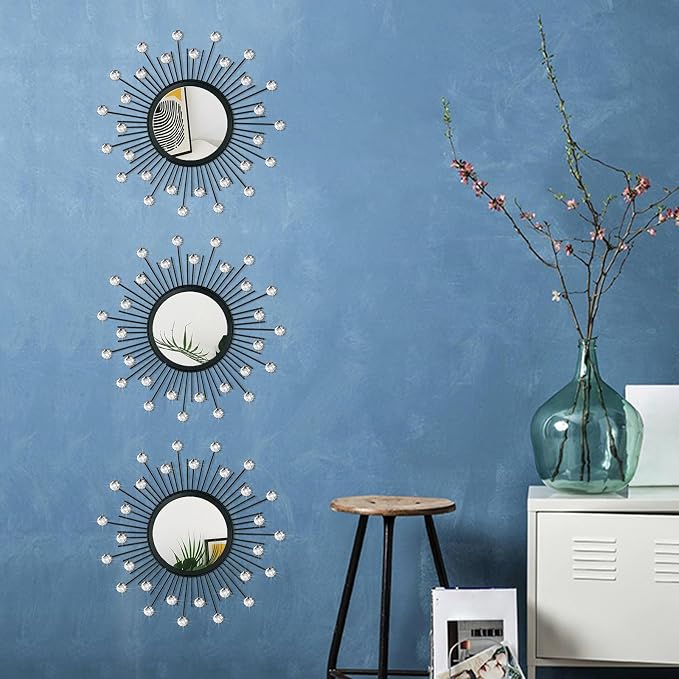 3 Pack Metal Mirrors for Wall Sunburst Wall Mirrors Home Décor Decorative - Image 6