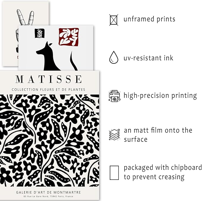 ANERZA 16 PCS Black and White Wall Art Decor, Matisse Abstract Gallery Wall - Image 3