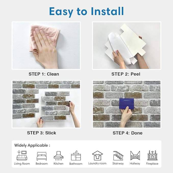 COMSTICKC 3D Faux Brick Wall Panel Peel and Stick, Small Size, Ultra-Light PVC - Image 9
