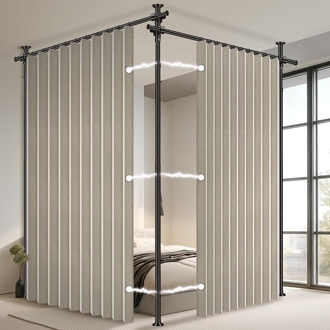 100% Blackout Room Divider Curtains Sets Cream White W100 x L84 in, 2 Panels by AJAZZ